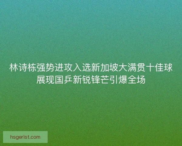 林诗栋强势进攻入选新加坡大满贯十佳球展现国乒新锐锋芒引爆全场